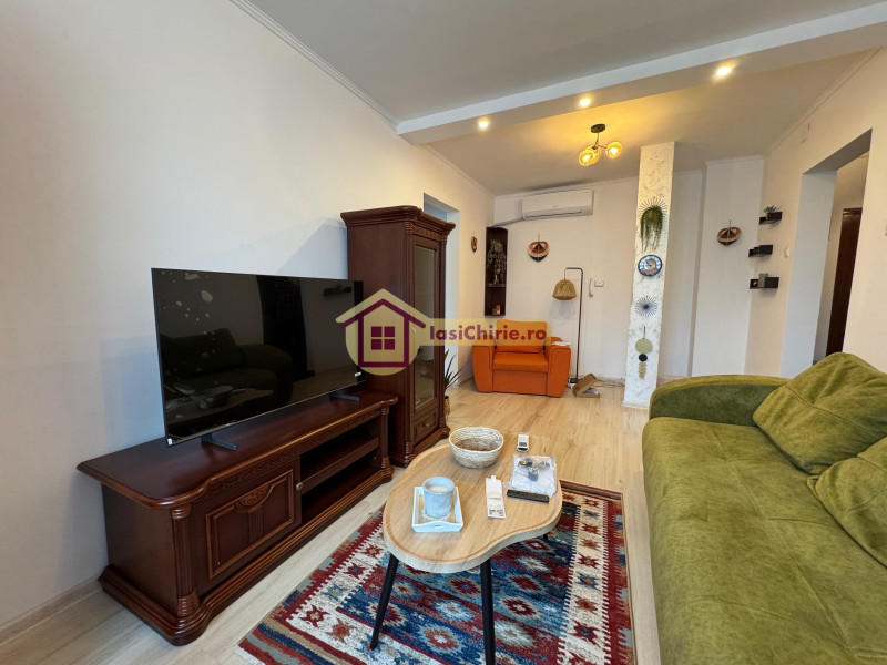 Apartament de inchiriat cu 3 camere in Iasi, de tip semidecomandat, suprafata de 65 mp, zona Podu Ros